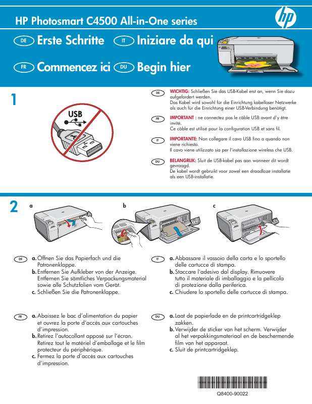 Guide utilisation HP PHOTOSMART C4500 ALL-IN-ONE PRINTER  de la marque HP