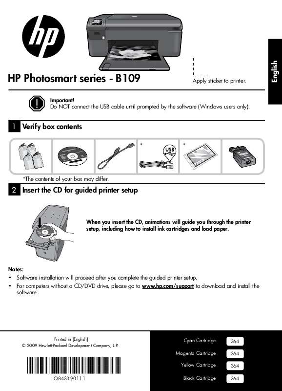 Guide utilisation HP PHOTOSMART B109F  de la marque HP