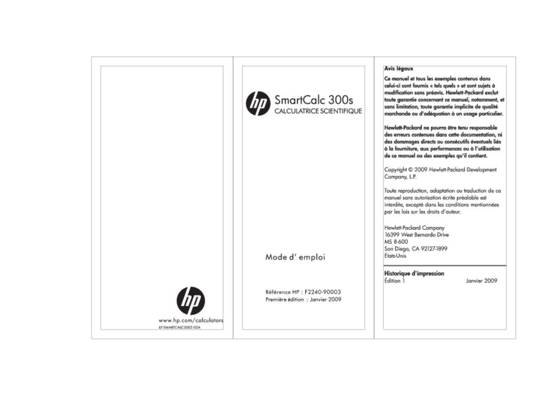 Guide utilisation HP SMARTCALC 300S COLLEGE  de la marque HP