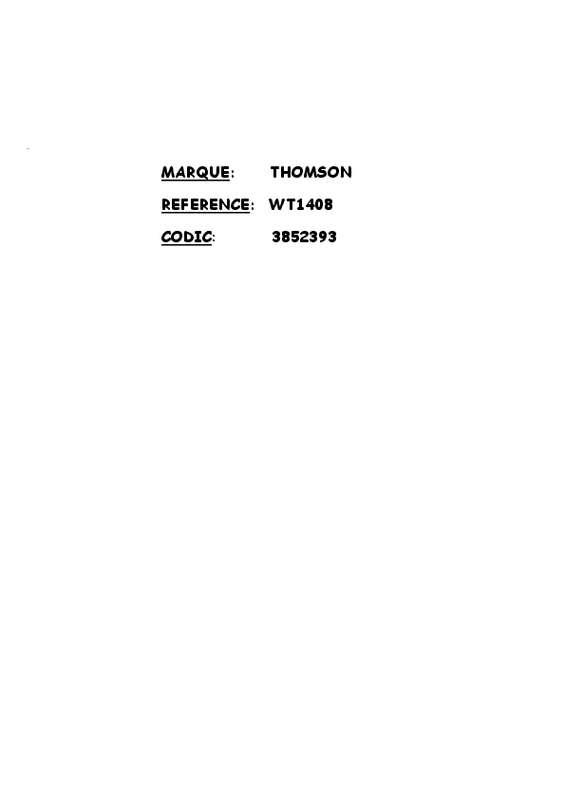 Guide utilisation THOMSON WT1408 de la marque THOMSON