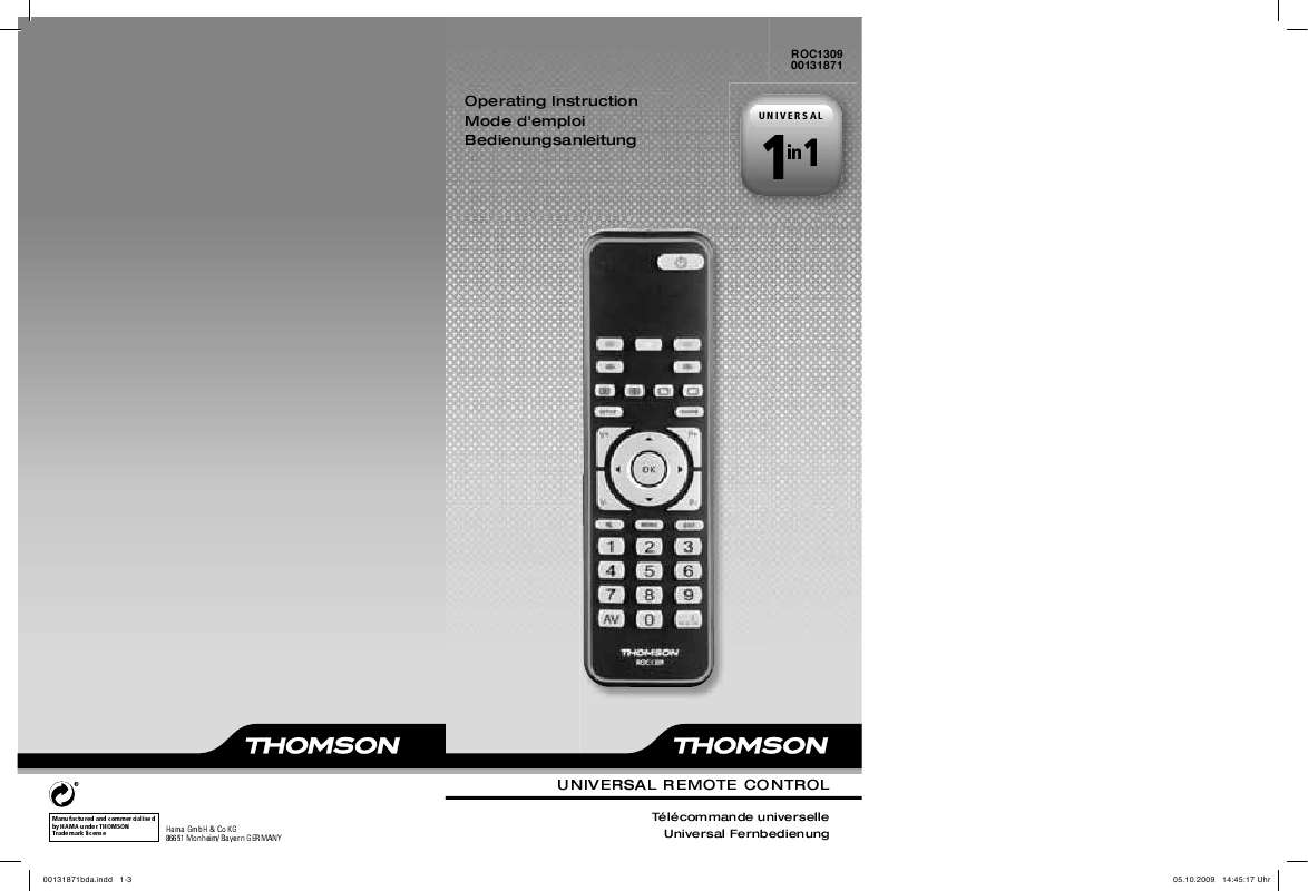Guide utilisation THOMSON ROC1309  de la marque THOMSON