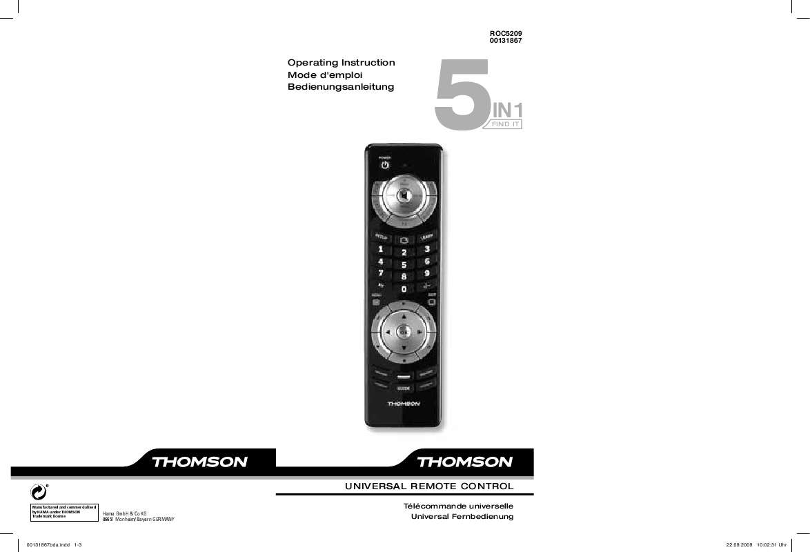 Guide utilisation THOMSON ROC5209  de la marque THOMSON