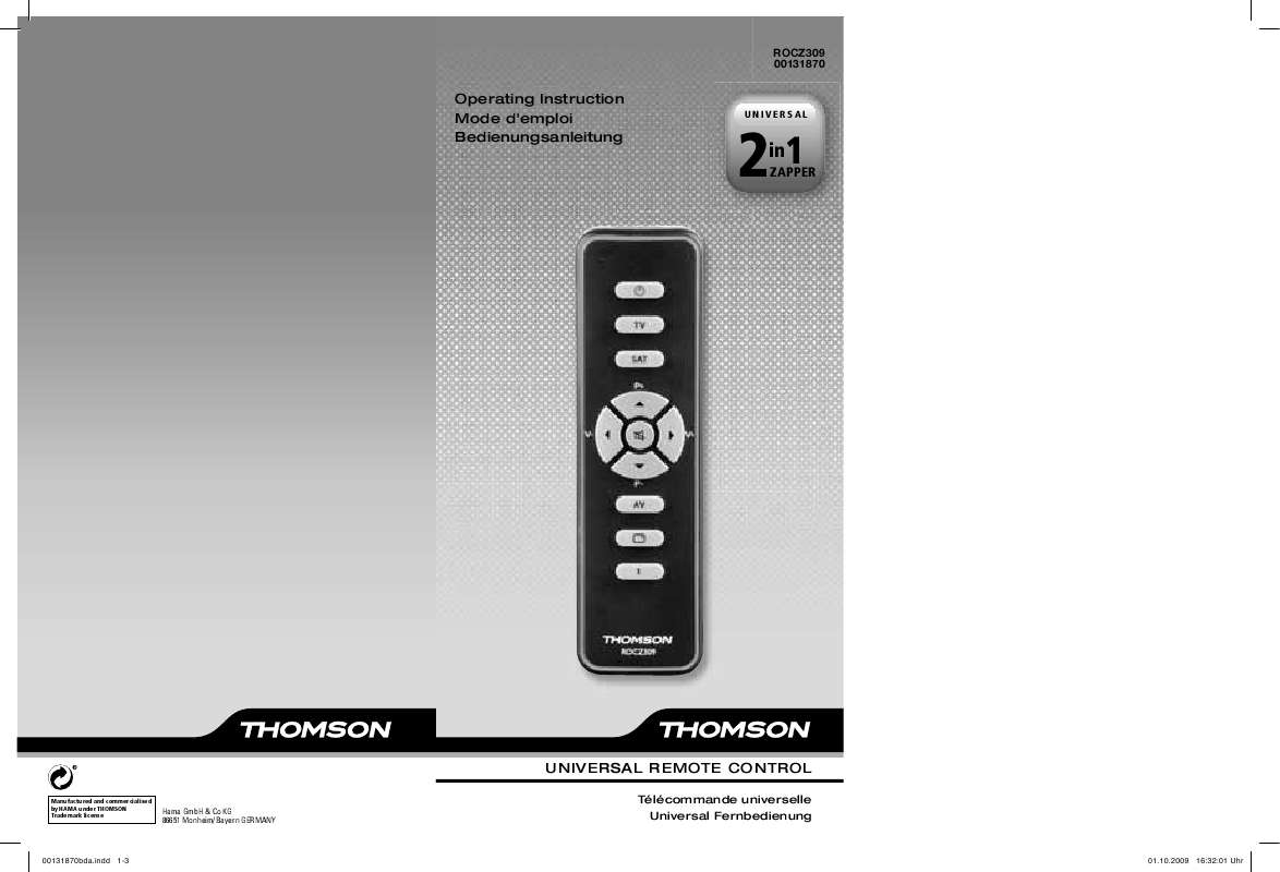 Guide utilisation THOMSON ROCZ309  de la marque THOMSON