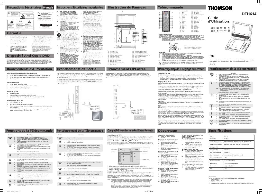 Guide utilisation THOMSON DTH614  de la marque THOMSON