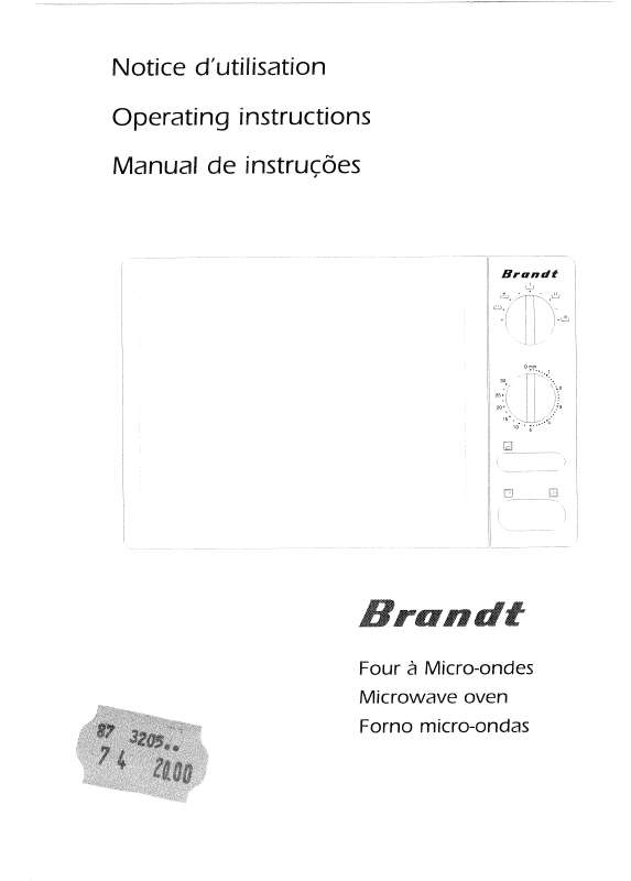 Guide utilisation BRANDT MW17M de la marque BRANDT