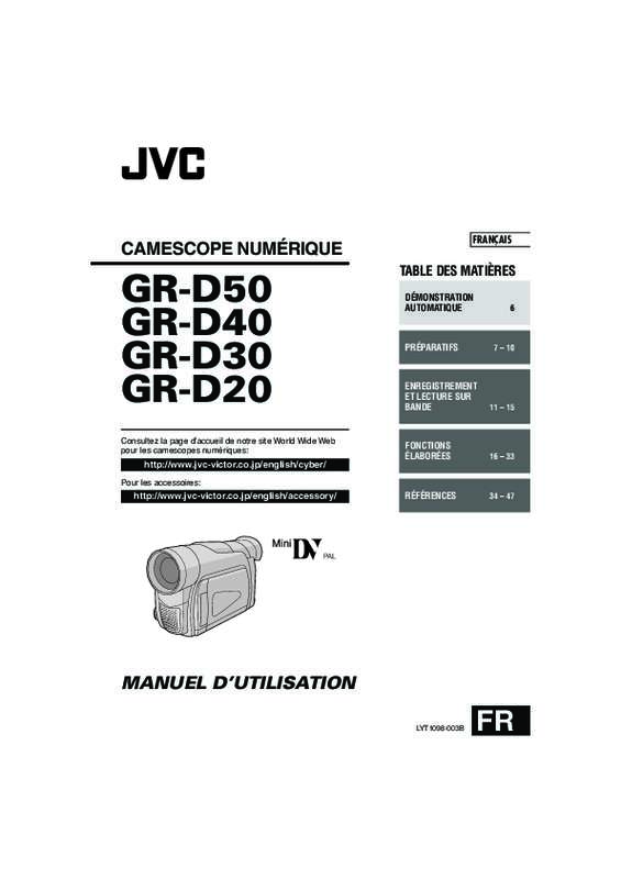 Guide utilisation  JVC GR D20 E  de la marque JVC