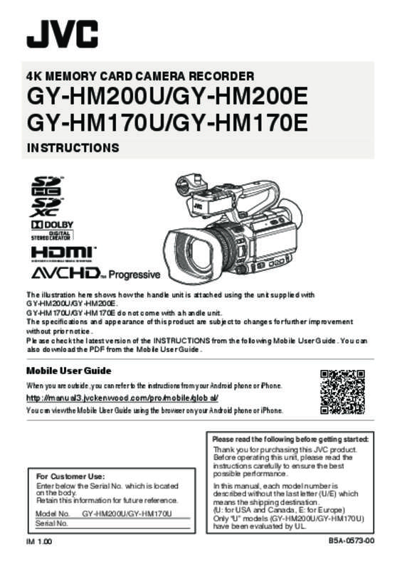 Guide utilisation JVC GY-HM200E  de la marque JVC