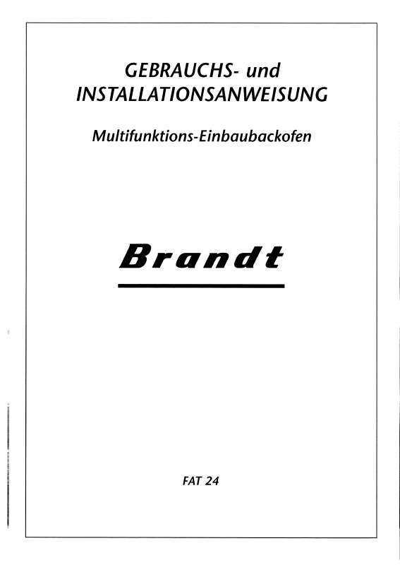 Guide utilisation BRANDT FAT24B1G de la marque BRANDT