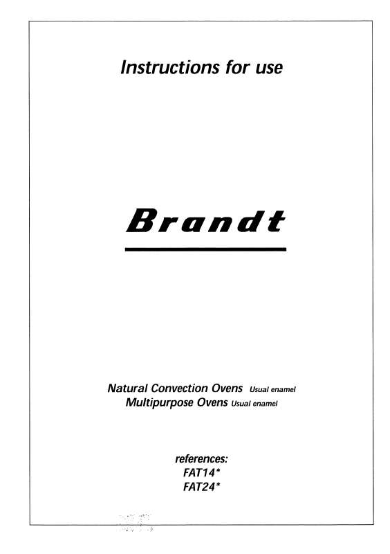 Guide utilisation BRANDT FAT24B1U de la marque BRANDT