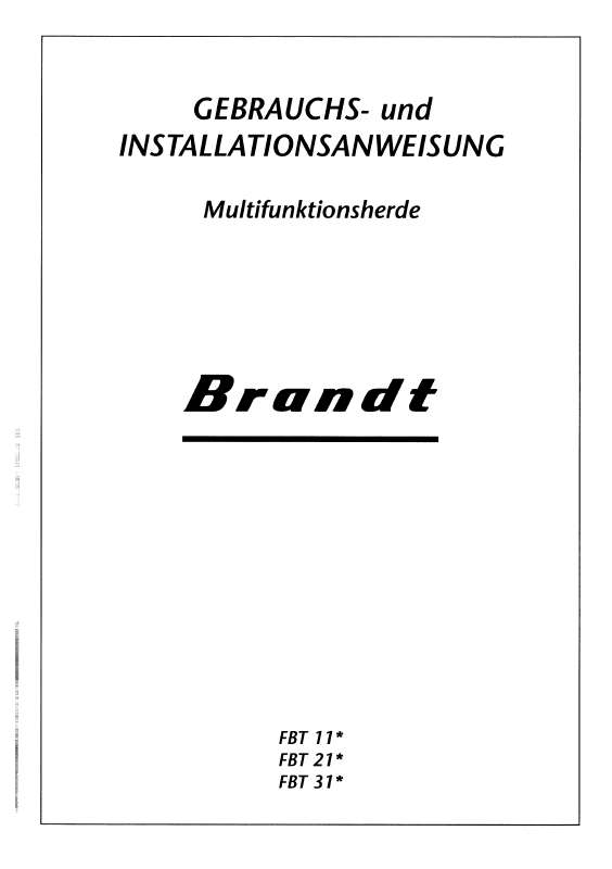 Guide utilisation BRANDT FBT11W1G de la marque BRANDT