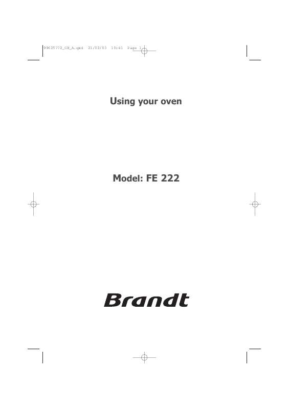 Guide utilisation BRANDT FE222BS1 de la marque BRANDT