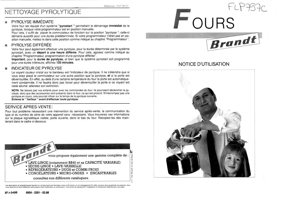 Guide utilisation BRANDT FLP797C de la marque BRANDT