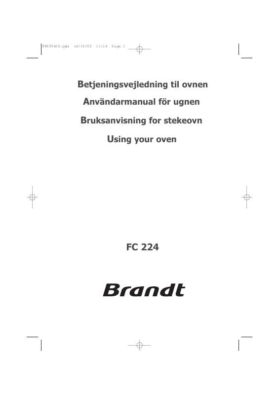 Guide utilisation BRANDT FP224WN1 de la marque BRANDT