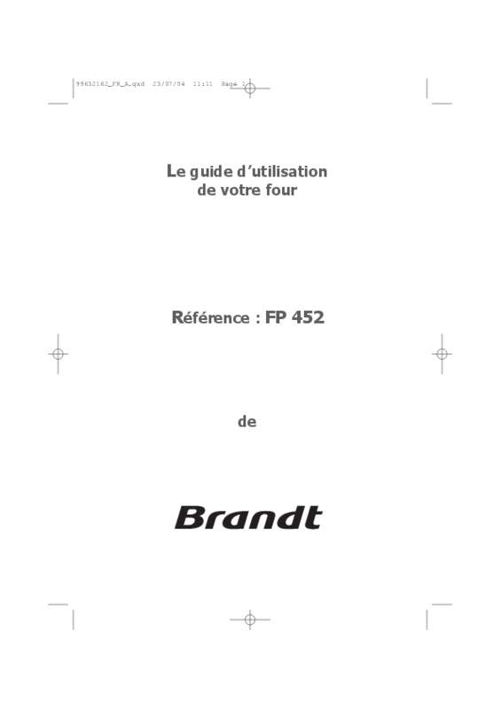 Guide utilisation BRANDT FP452BF1 de la marque BRANDT