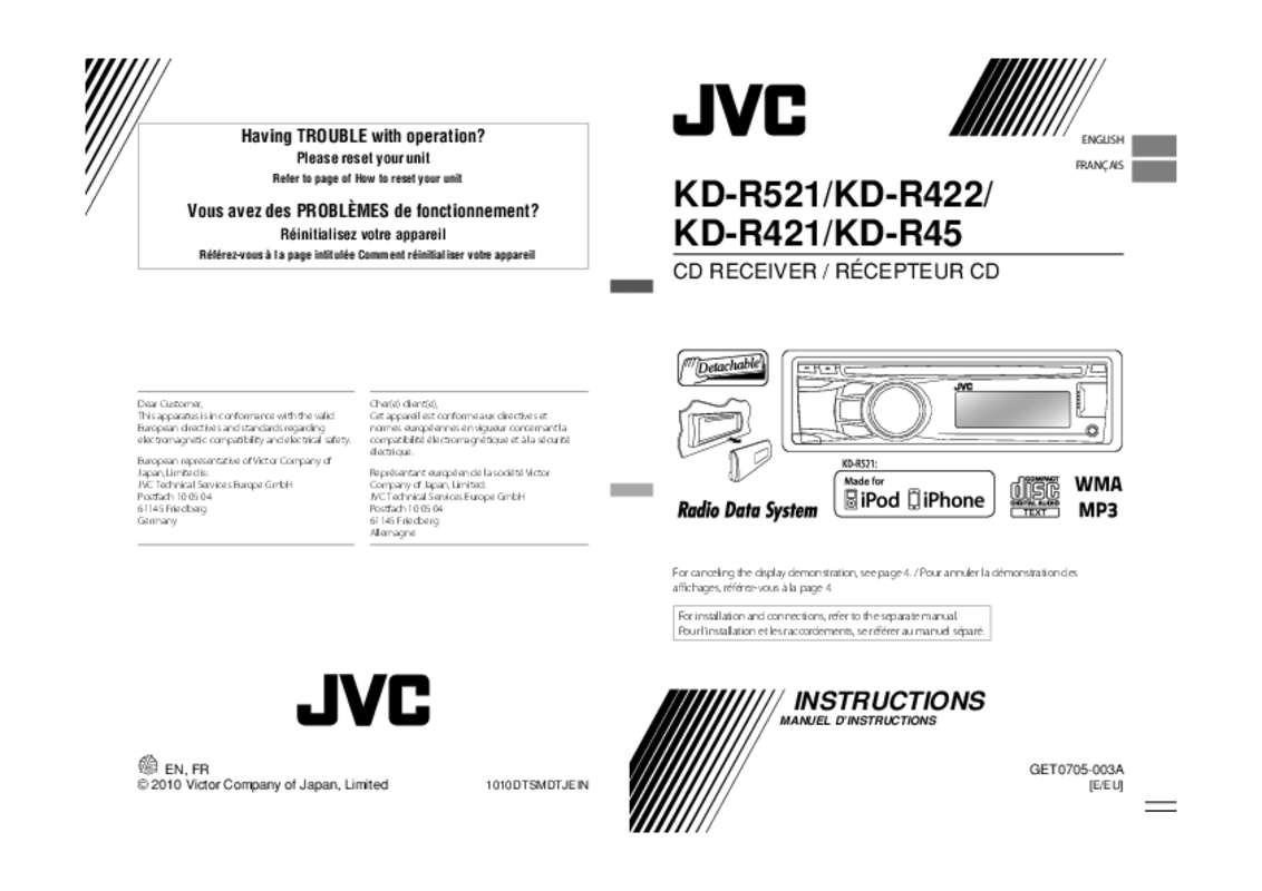 Guide utilisation JVC KD-R452  de la marque JVC