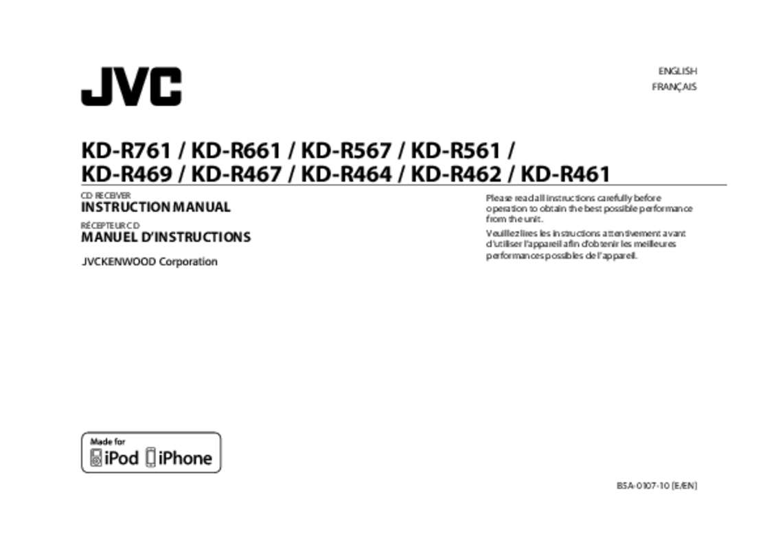 Guide utilisation JVC KD-R461  de la marque JVC