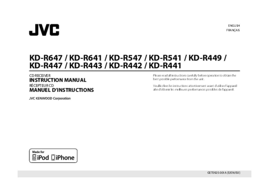 Guide utilisation JVC KD-R651E  de la marque JVC