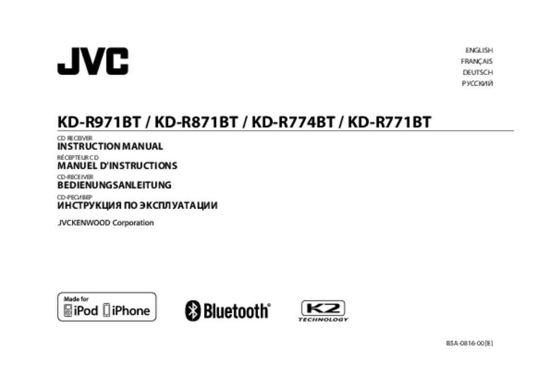 Guide utilisation JVC KD-R771BT  de la marque JVC