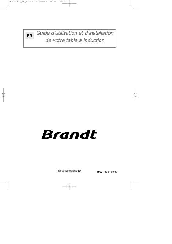 Guide utilisation BRANDT TI454BF1 de la marque BRANDT