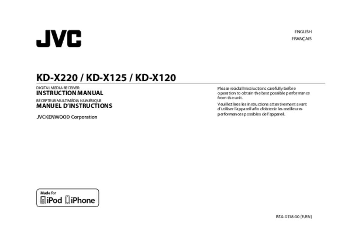 Guide utilisation JVC KD-X220  de la marque JVC