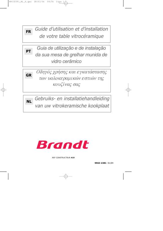 Guide utilisation BRANDT TV320BT1 de la marque BRANDT