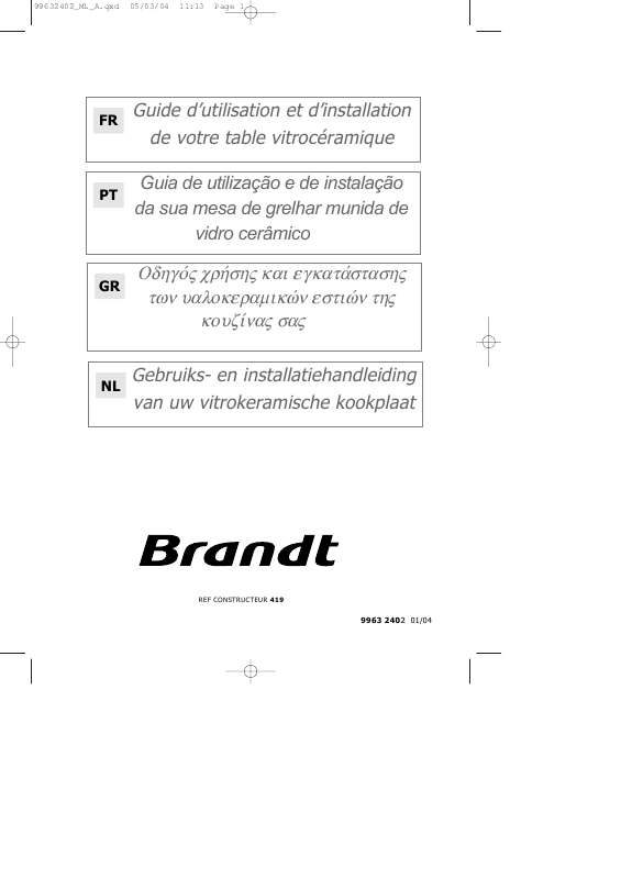 Guide utilisation BRANDT TV322XN1 de la marque BRANDT