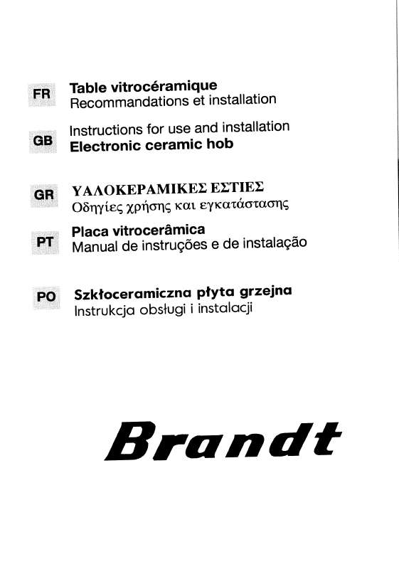 Guide utilisation BRANDT BV60B de la marque BRANDT