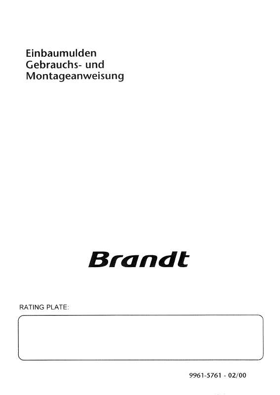 Guide utilisation BRANDT HFE75X1G de la marque BRANDT