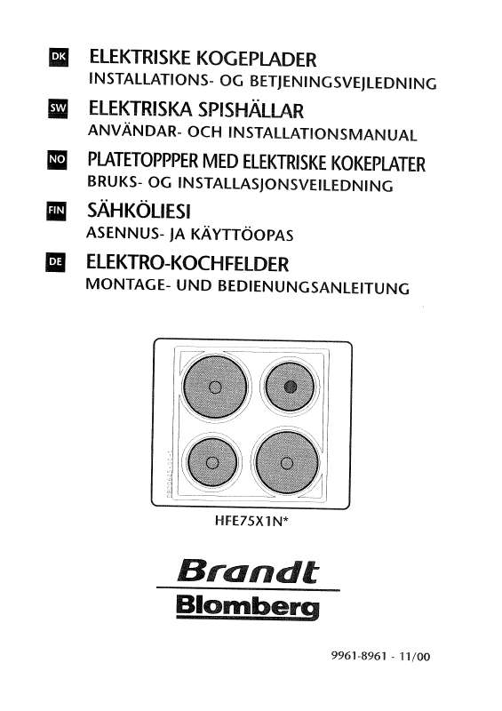 Guide utilisation BRANDT HFE75X1N de la marque BRANDT