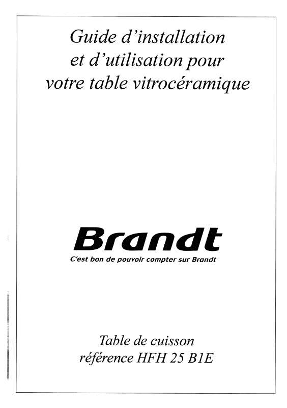 Guide utilisation BRANDT HFH25B1E de la marque BRANDT