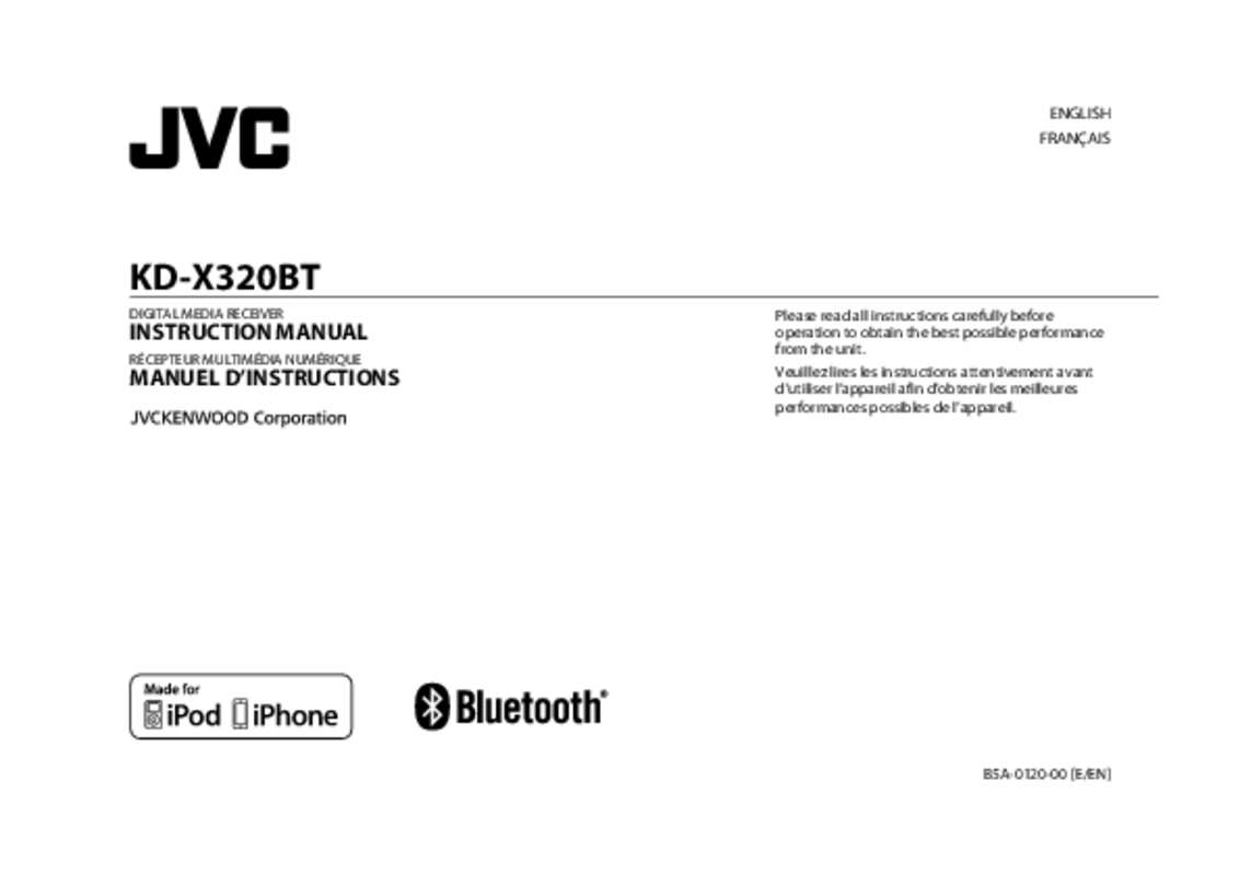 Guide utilisation JVC KD-X320BT  de la marque JVC