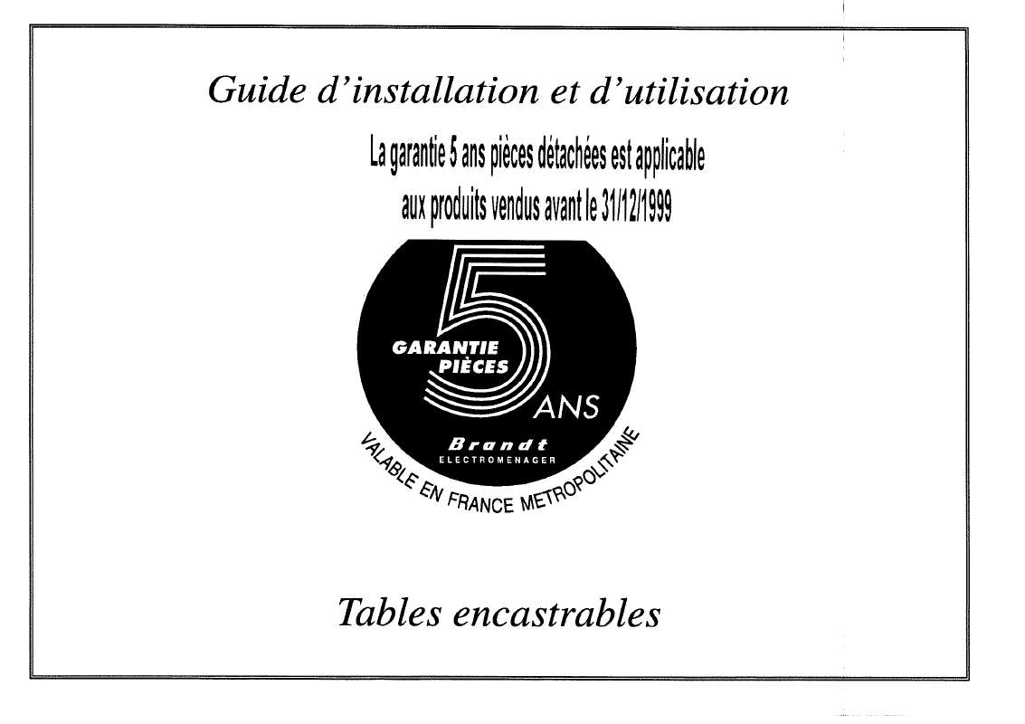Guide utilisation BRANDT T64GC de la marque BRANDT
