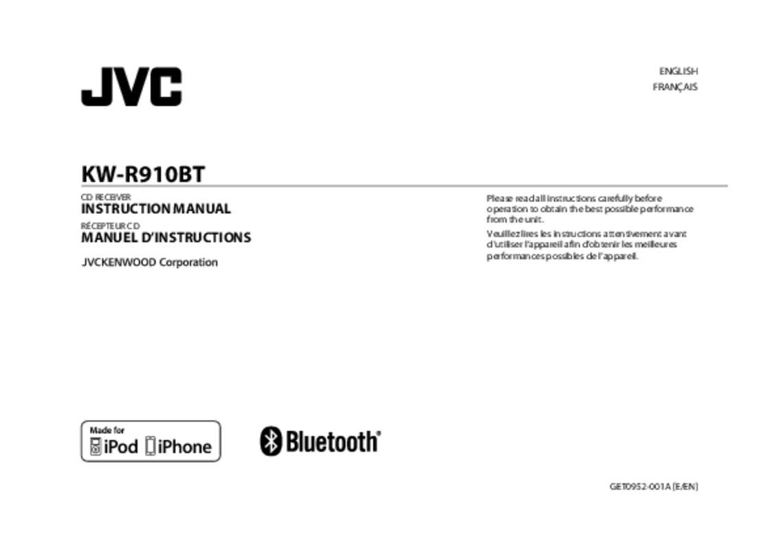 Guide utilisation JVC KW 910 BT  de la marque JVC