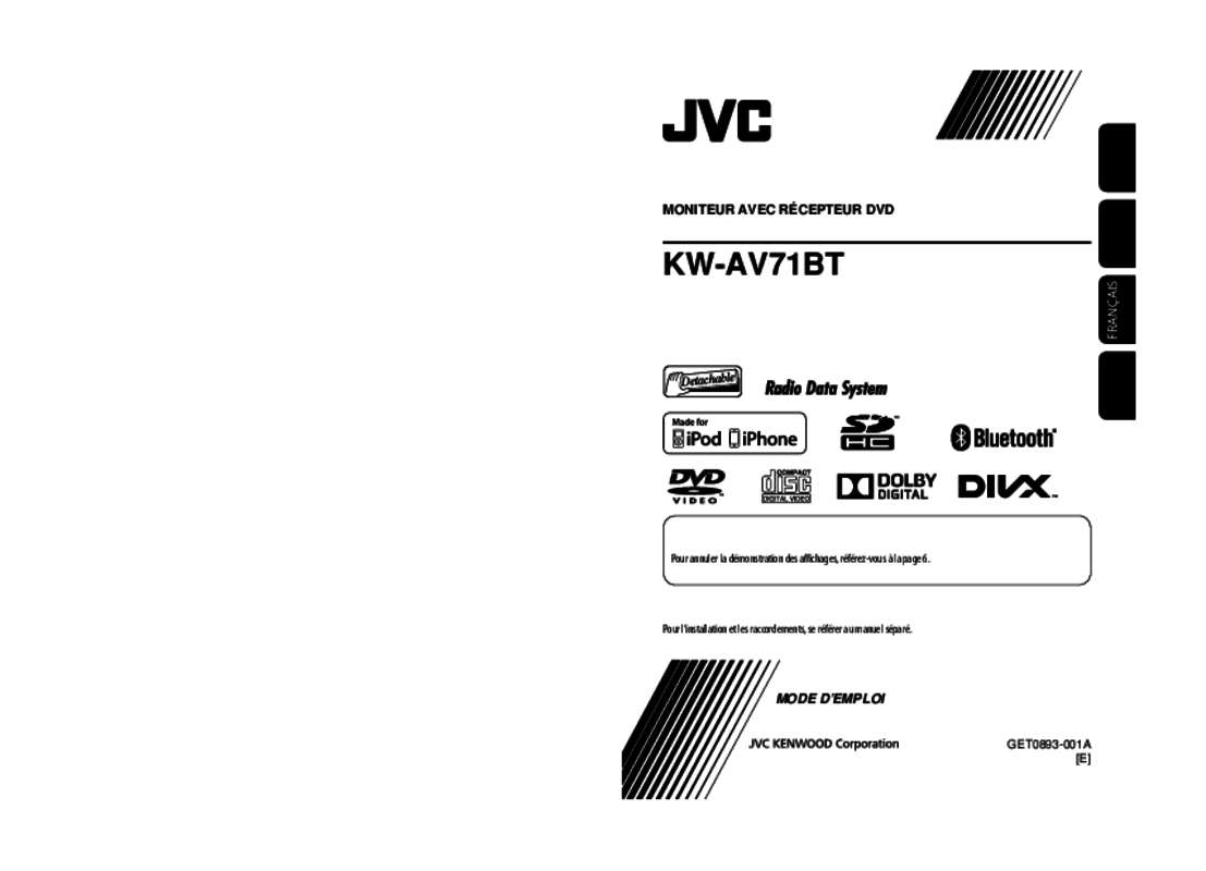 Guide utilisation JVC KW-AV71BTE  de la marque JVC