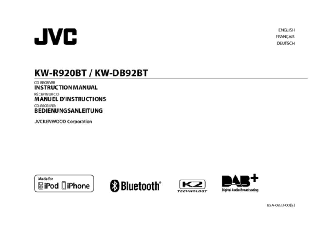 Guide utilisation JVC KW-R920BT  de la marque JVC