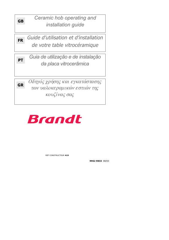 Guide utilisation BRANDT TV321BT1 de la marque BRANDT