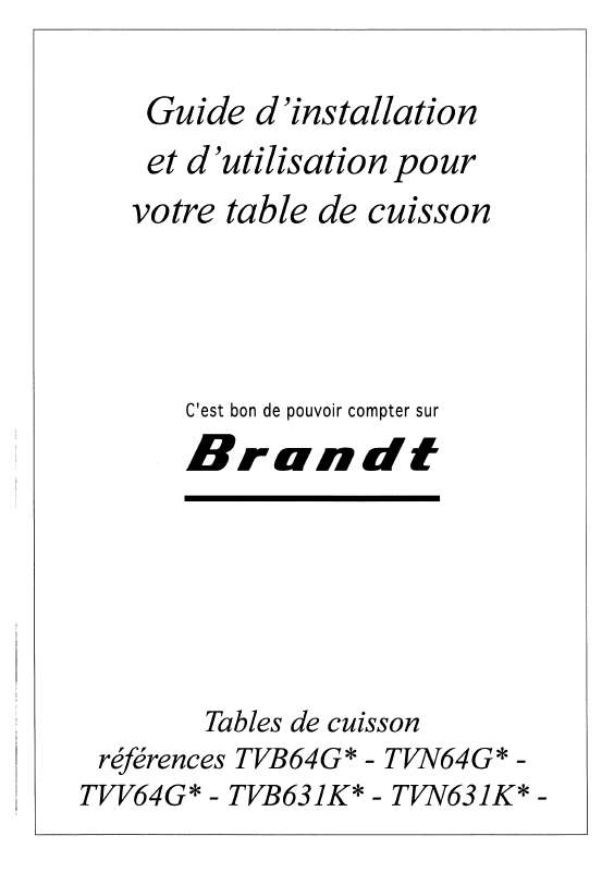 Guide utilisation BRANDT TVN64G de la marque BRANDT
