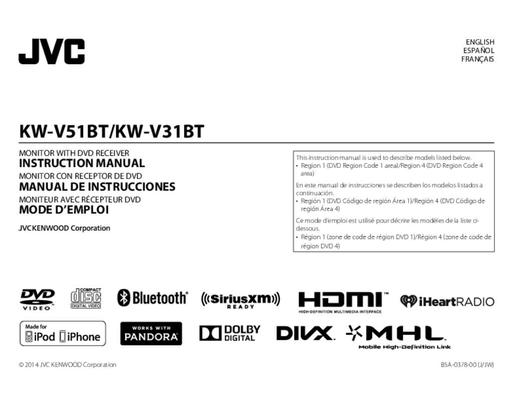 Guide utilisation JVC KW-V51BTE  de la marque JVC