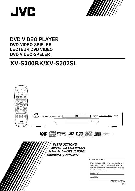 Guide utilisation JVC XV-S302  de la marque JVC