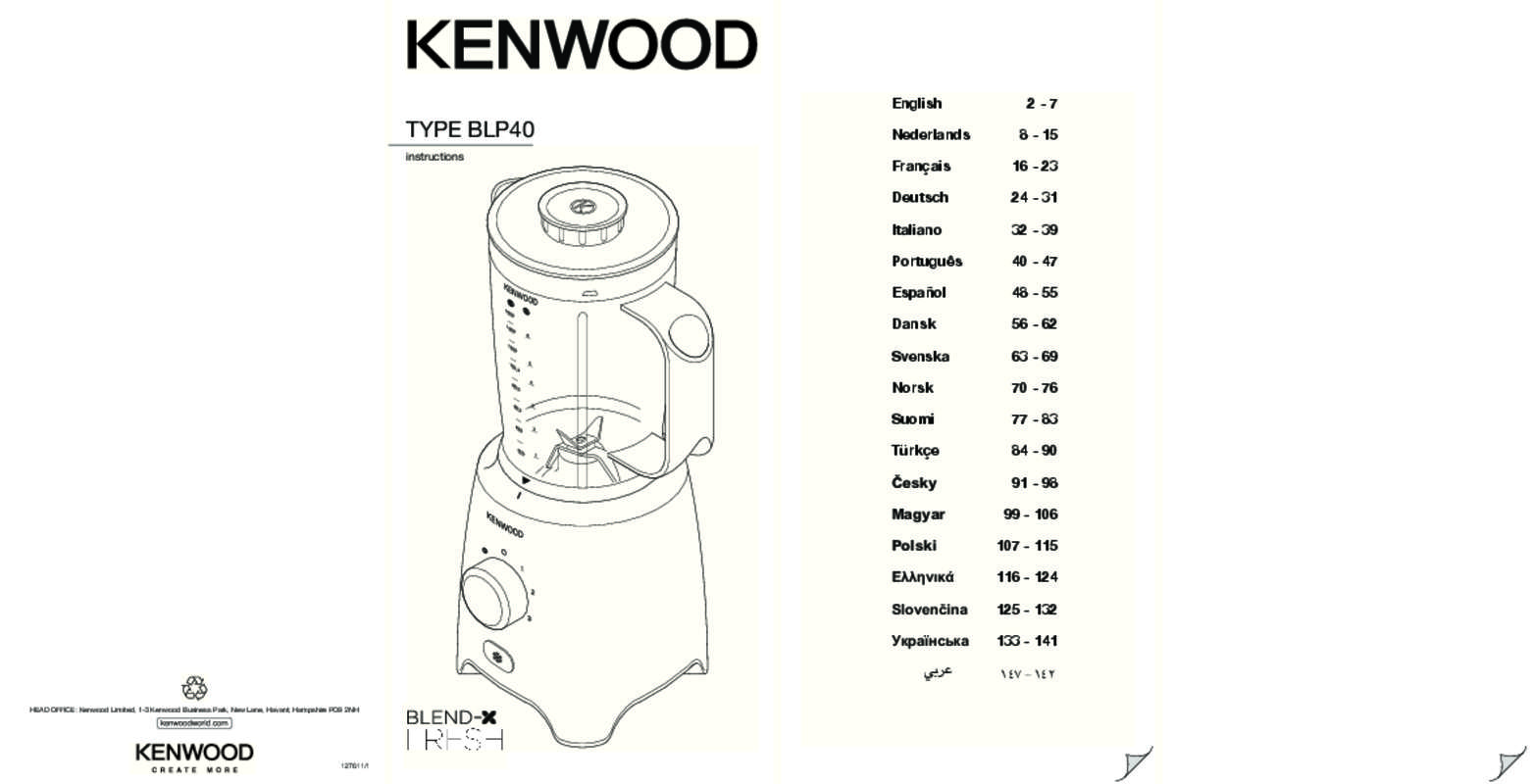 Guide utilisation KENWOOD BLP402WH  de la marque KENWOOD