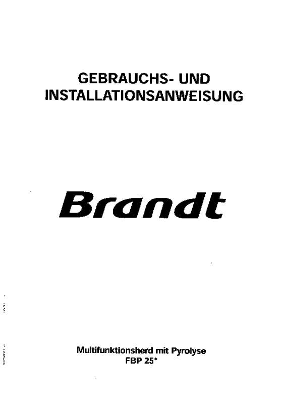 Guide utilisation BRANDT FBP25T1G de la marque BRANDT