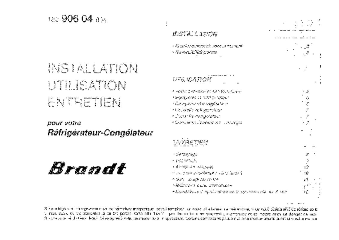 Guide utilisation BRANDT SPHERIS de la marque BRANDT