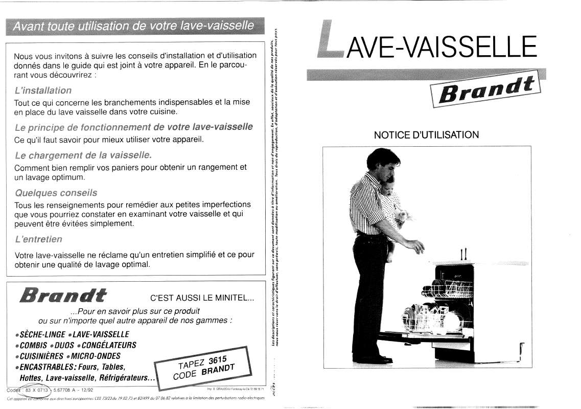 Guide utilisation BRANDT LVT106B de la marque BRANDT