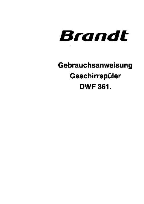 Guide utilisation BRANDT DWF361EX1 de la marque BRANDT