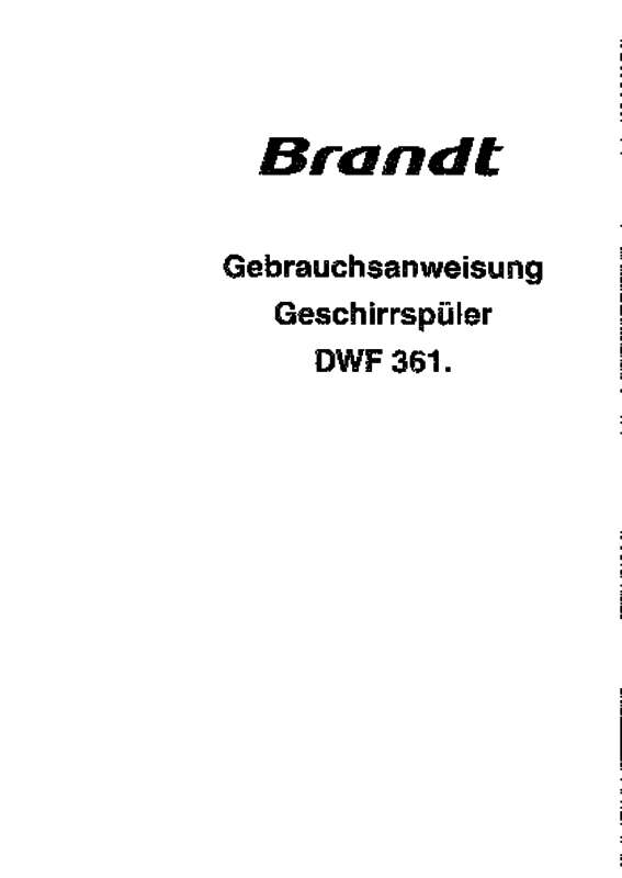 Guide utilisation BRANDT DWF361XE1 de la marque BRANDT