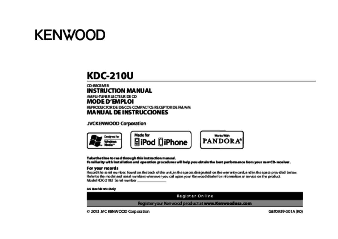 Guide utilisation KENWOOD KDC-210UI  de la marque KENWOOD