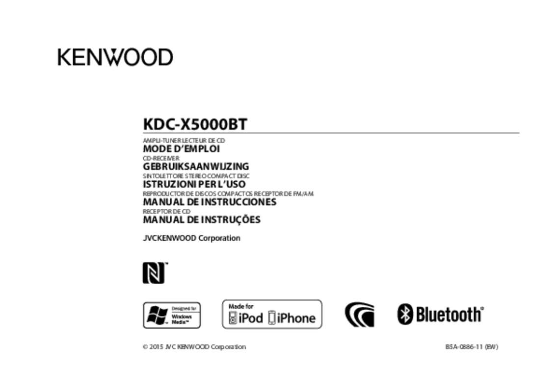 Guide utilisation KENWOOD KDC-X5000BT  de la marque KENWOOD