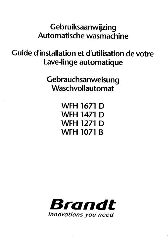 Guide utilisation BRANDT WFH1071B de la marque BRANDT