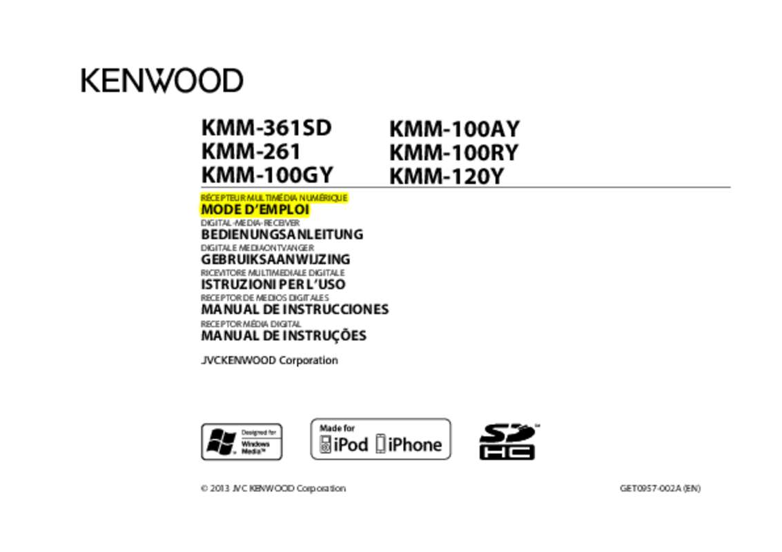Guide utilisation KENWOOD KMM-361SD  de la marque KENWOOD