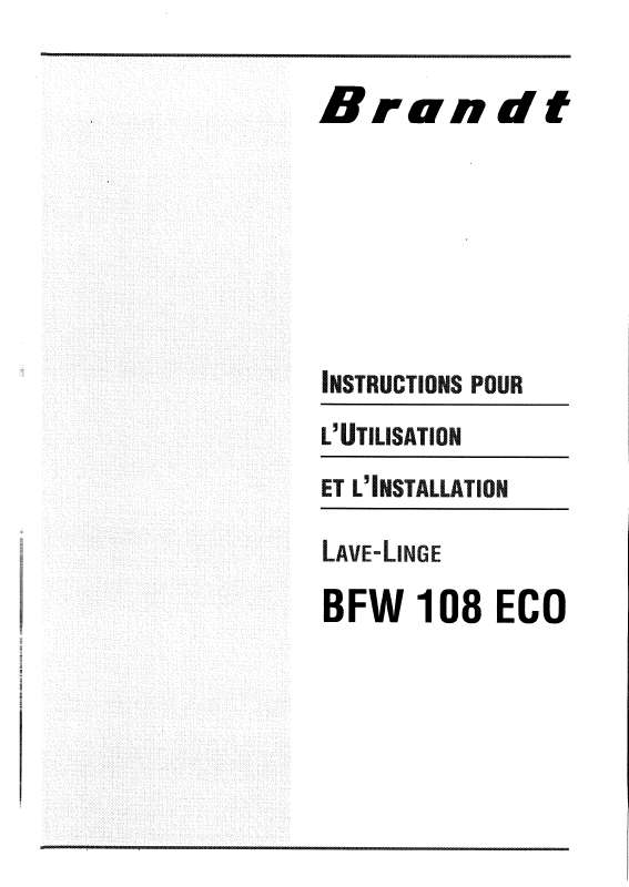 Guide utilisation BRANDT BFV108ECO de la marque BRANDT